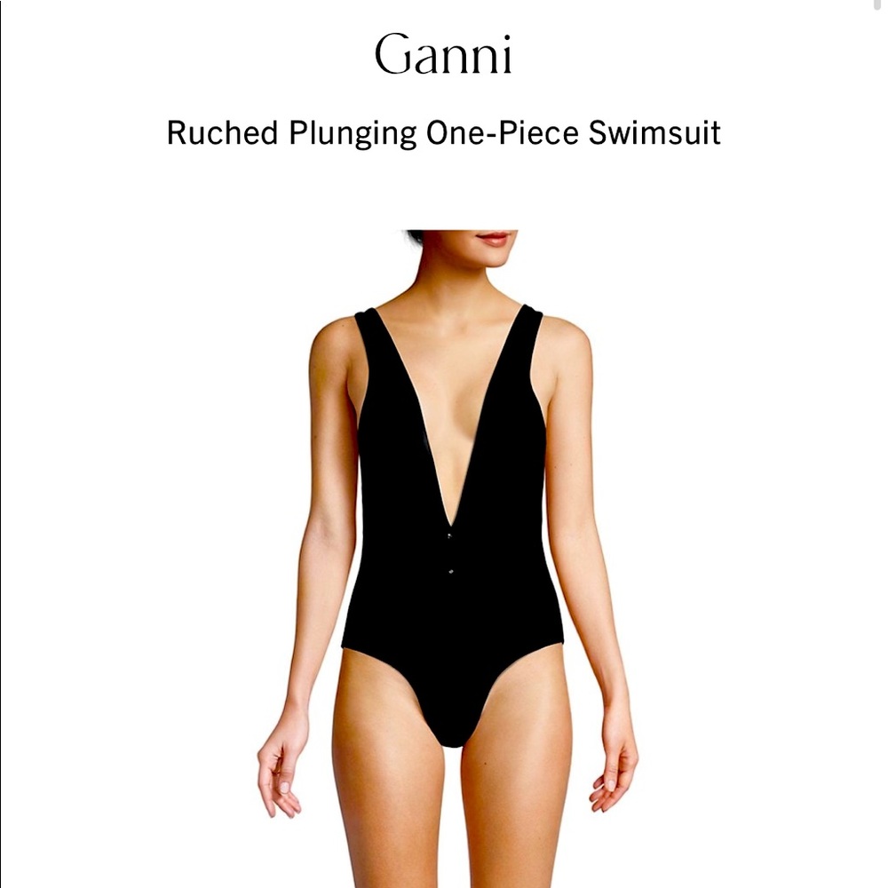 Ganni
Ruched Plunging One-Piece Swimsuit